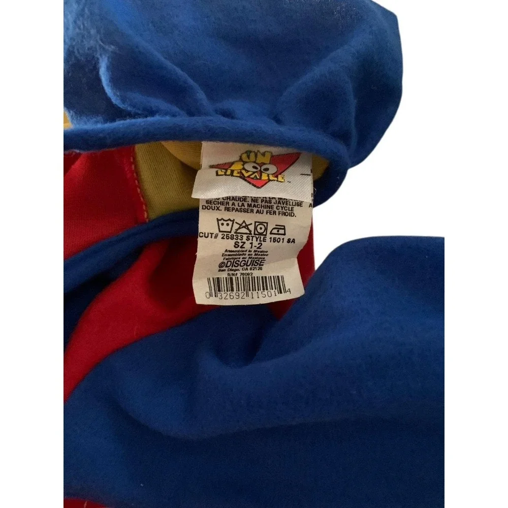 Un-Boo-Lievable Youth Clown Halloween Costume Red Yellow Blue Sz 1-2 Vintage